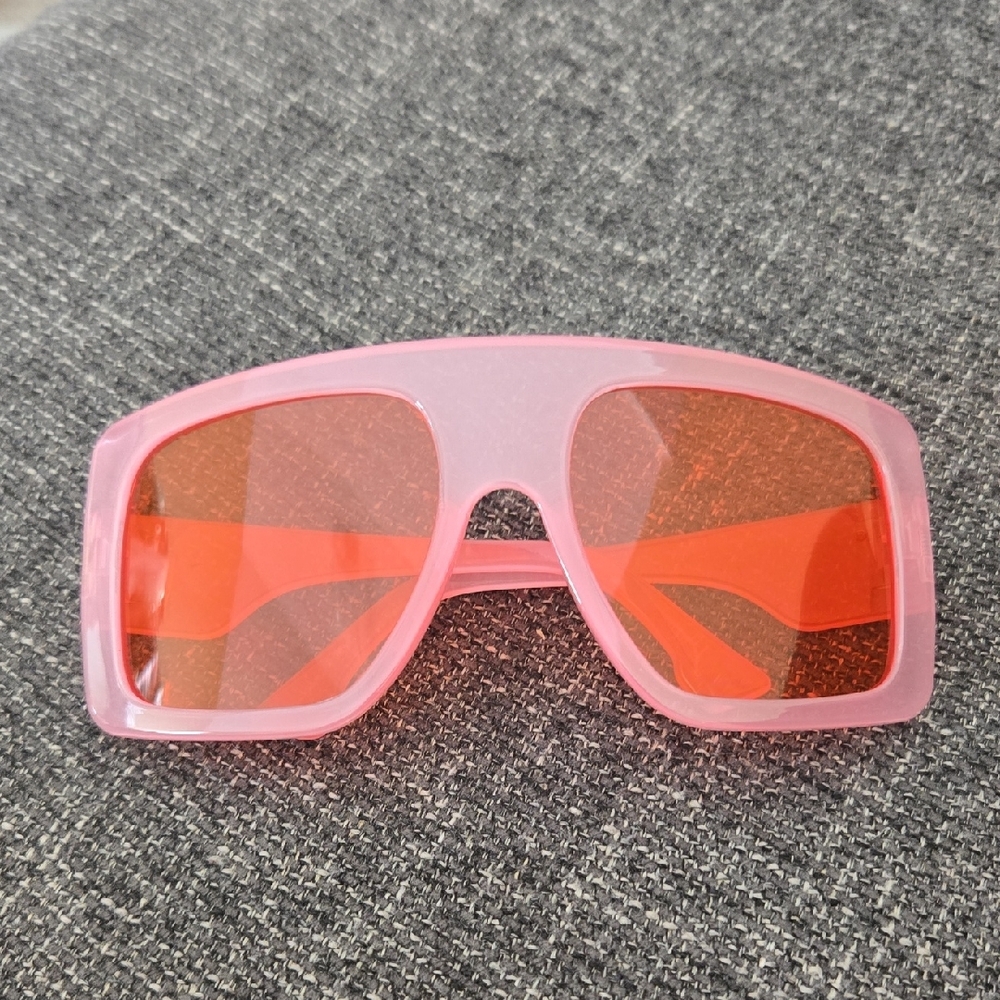 Pink and Cream Oversized Shield Sunglasses